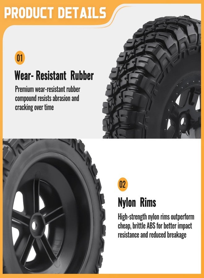 FriHobby High Performance 1/10 Short Course Truck Tires and Wheels Set 12mm Hex for Traxxas Slash Losi Tenacity HPI Redcat Blackout, Non Glued (Style 2) - Image 5